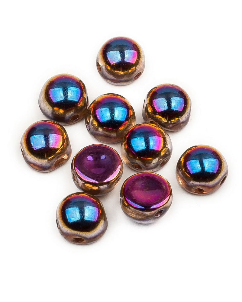 Стеклянные чешские бусины с двумя отверстиями, Cabochon bead, 6 мм, цвет Crystal Full Sliperit, 10 шт. #1