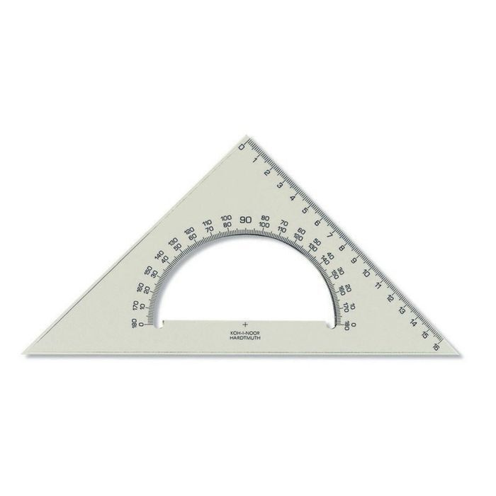 Треугольник с транспортиром Koh-I-Noor 45/177, дымчатый, для черчения и рисования  #1