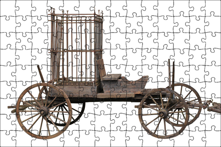Магнитный пазл 27x18см."Тележка, телеги, клетка для дураков" на холодильник  #1