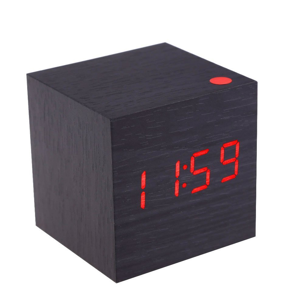 Настольные электронные часы "Деревянный куб"с будильником VST-869 / встроенный Термометр / работа от #1