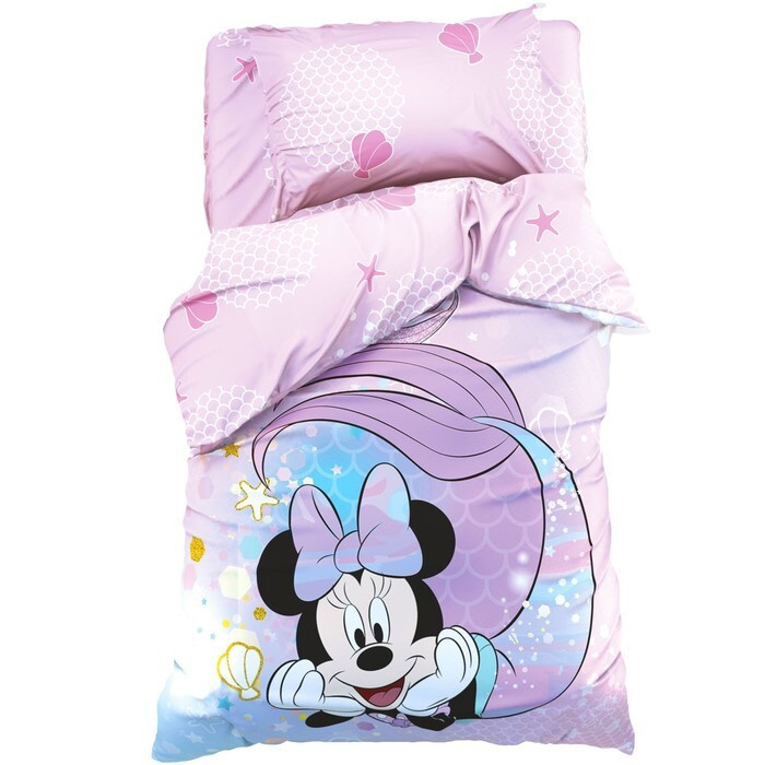 Постельное бельё 1,5 сп Minnie Mermaid, Минни Маус, 143*215 см, 150*214 см, 50*70 см -1 шт, поплин  #1