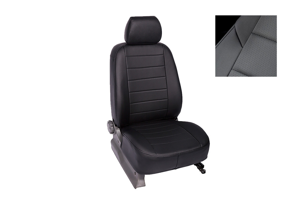 Чехлы на сиденья из экокожи для Хендай Акцент / Hyundai Accent 1999-2012 цвет Черный. Авточехлы на весь #1