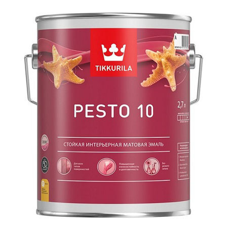 TIKKURILA PESTO 10 / Тиккурила Песто 10 эмаль стойкая, алкидная, универсальная, матовая, база A (2.7 #1