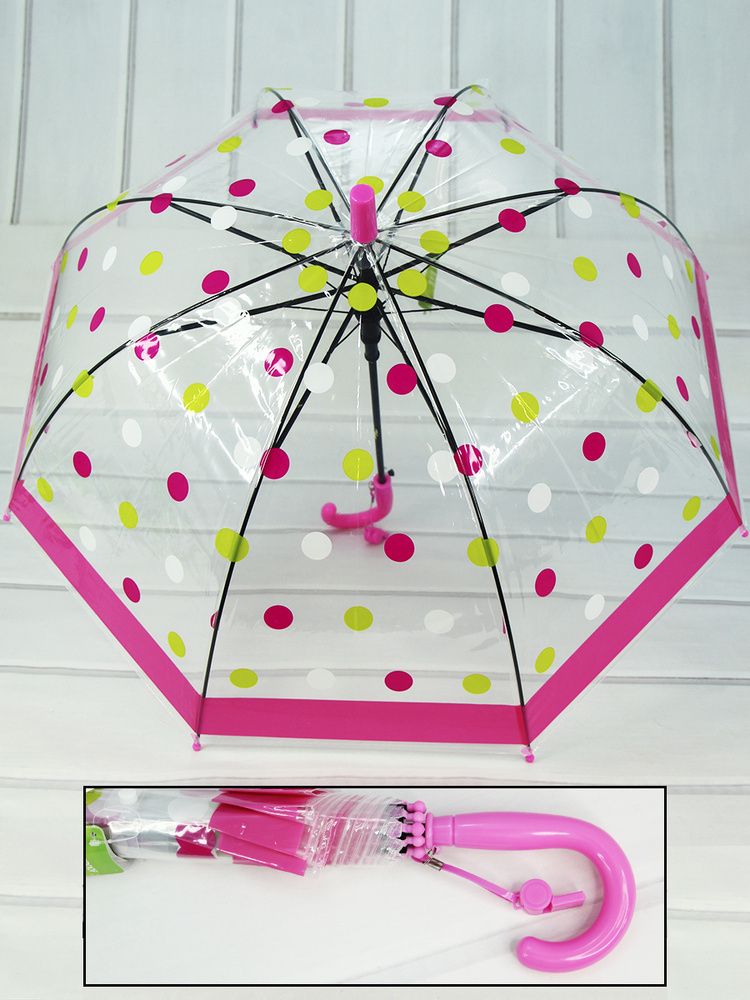 Зонт детский прозрачный трость для девочек полуавтомат  #1