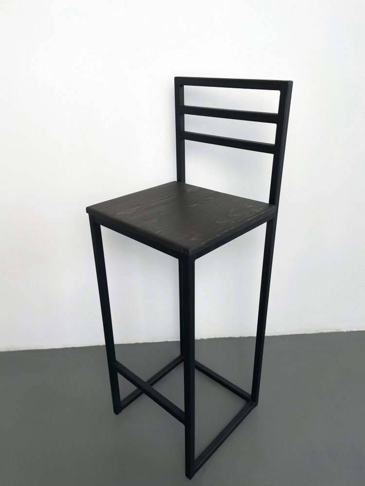 Барный стул со спинкой и сиденьем из массива сосны, Лофт мебель, Wood Chair, 1 шт.  #1