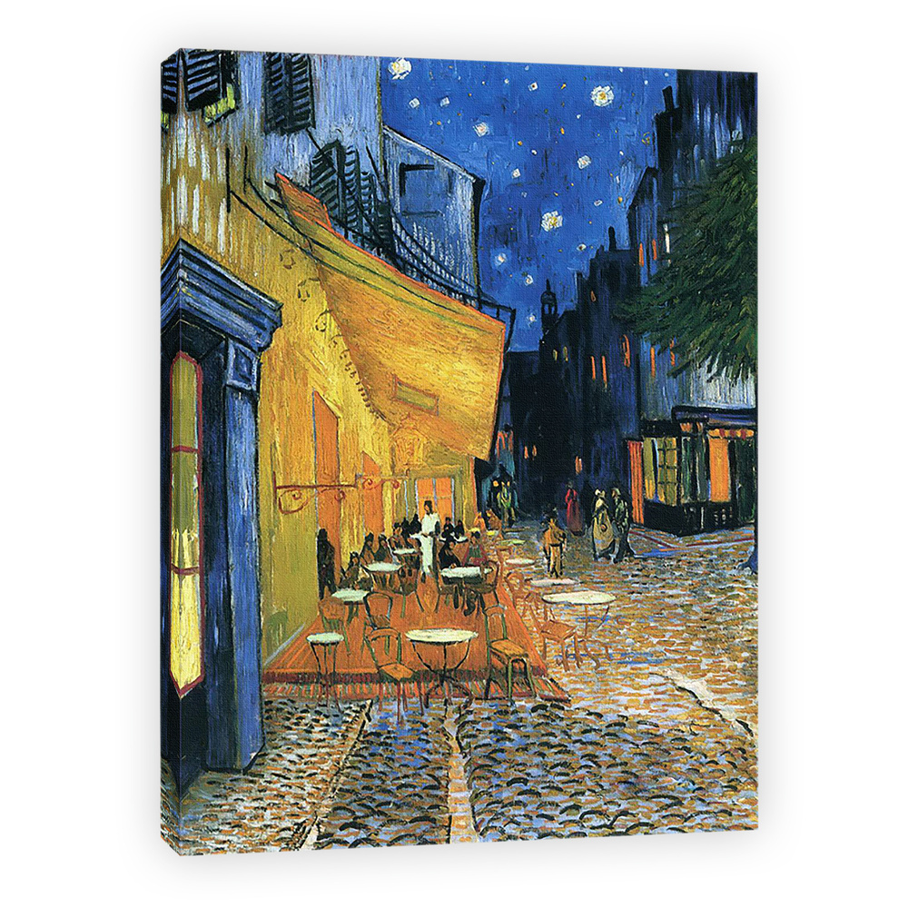 Картина на холсте с подрамником, 30х40 см, "Ночное кафе в Арле-Винсент Ван Гог", серия "Репродукции", #1