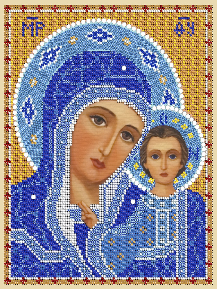 Набор для вышивания бисером икона "Пресвятая Богородица Казанская" 19*24см  #1