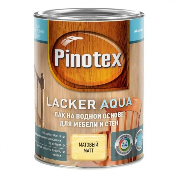 Лак мебельный акриловый матовый Lacker Aqua Pinotex 10 1 л #1