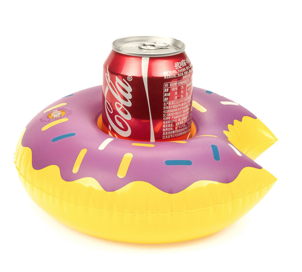 Надувной круглый пончик / Подстаканник для напитков в бассейн, Фиолетовый Пончик  #1