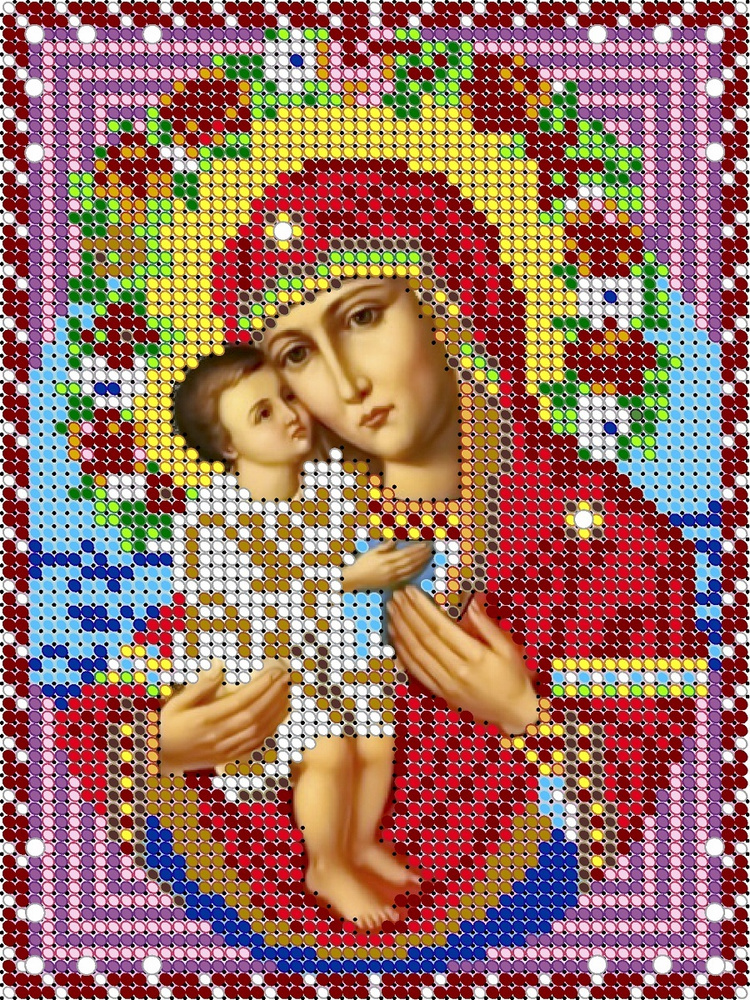 Схема (без страз), ткань, Алмазная мозаика "Пресвятая Богородица Жировицкая", икона 17х23, Диамант  #1