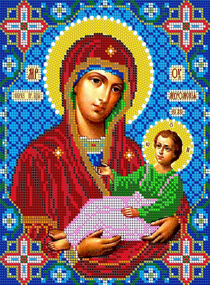 Набор для вышивания бисером Тайвань, икона Пресвятая Богородица Муромская, 19*24 см, картины бисером, #1