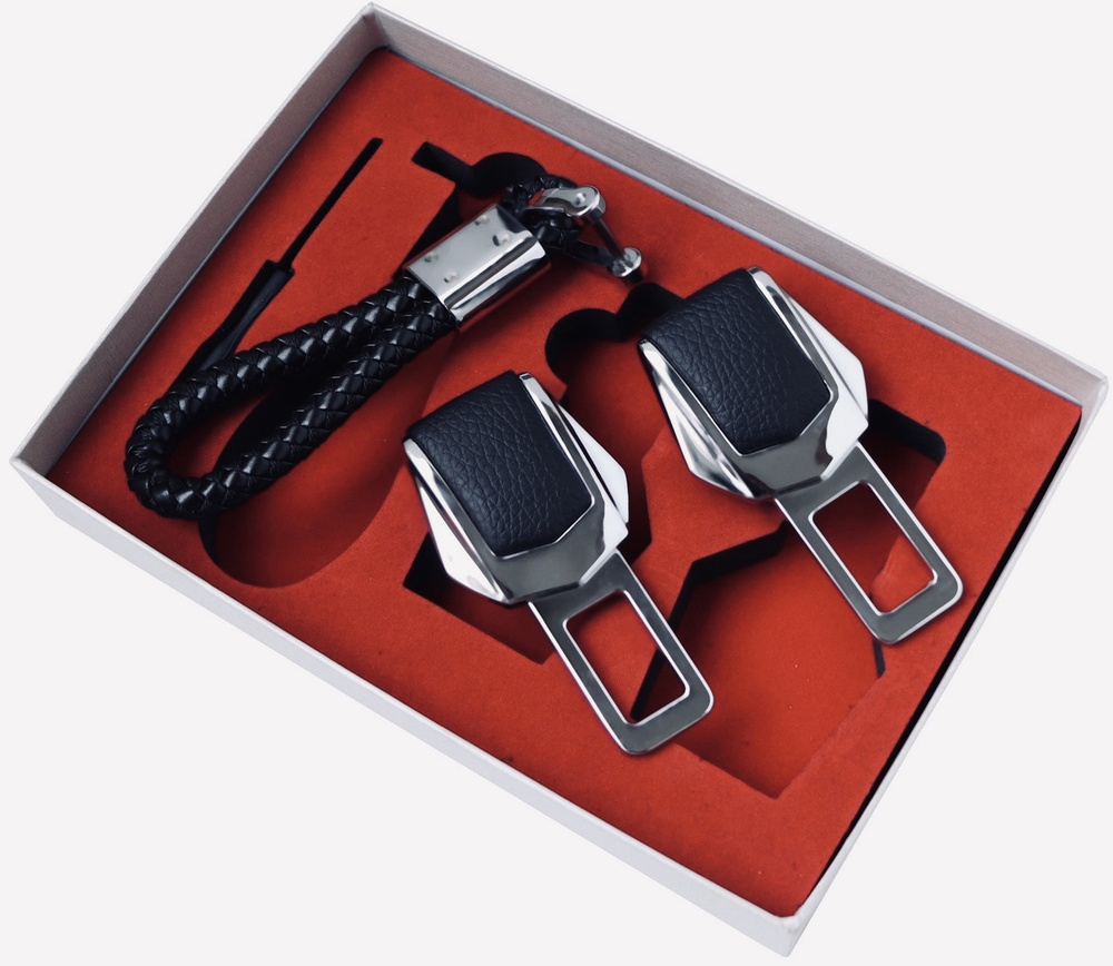 Подарочный набор для "Lada" (Лада). Набор заглушек для ремня безопасности и брелок. Хромированный металл #1