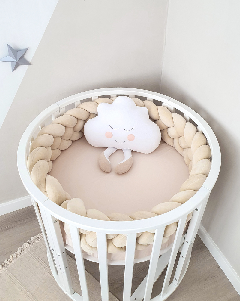 Бортик-коса (косичка) в детскую кроватку из 4 лент для малышей и новорожденных 240 см: подходит для круглой, #1