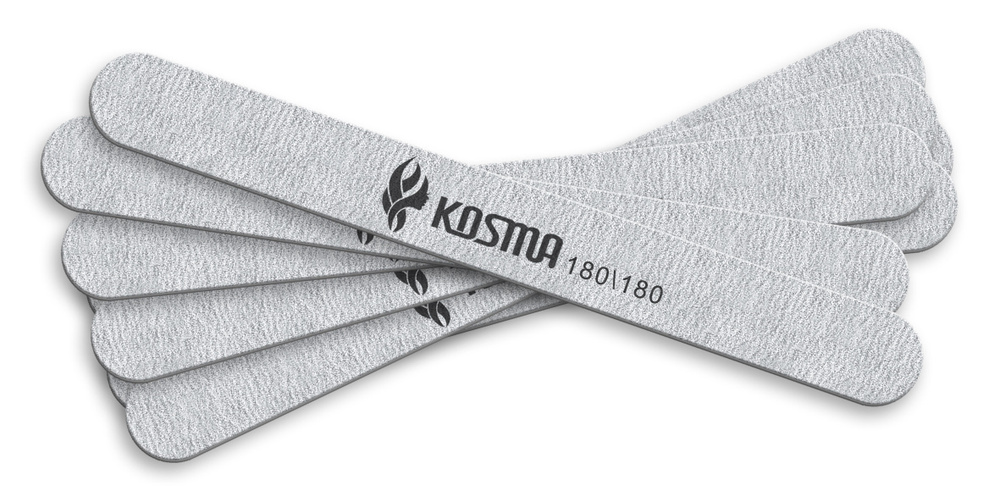 KOSMA Набор пилка прямая большая серая 180/180 пластиковая основа 50 шт. в упаковке  #1