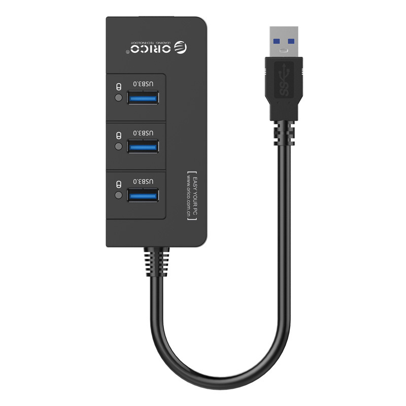 USB-концентратор ORICO 3 USB-A 3.0 + RJ45 черный (ORICO-HR01-U3-BK) #1