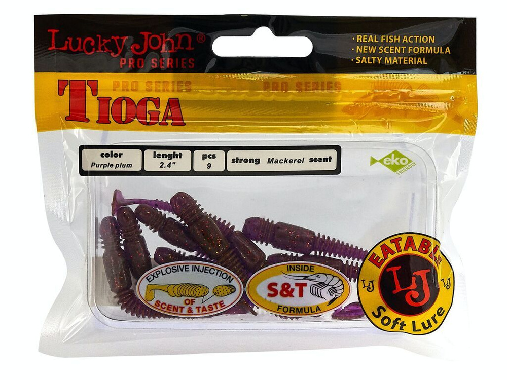 Виброхвосты съедобные Lucky John Pro Series TIOGA 2.4in (06.20)/S13 9шт. / силиконовые приманки для рыбалки #1
