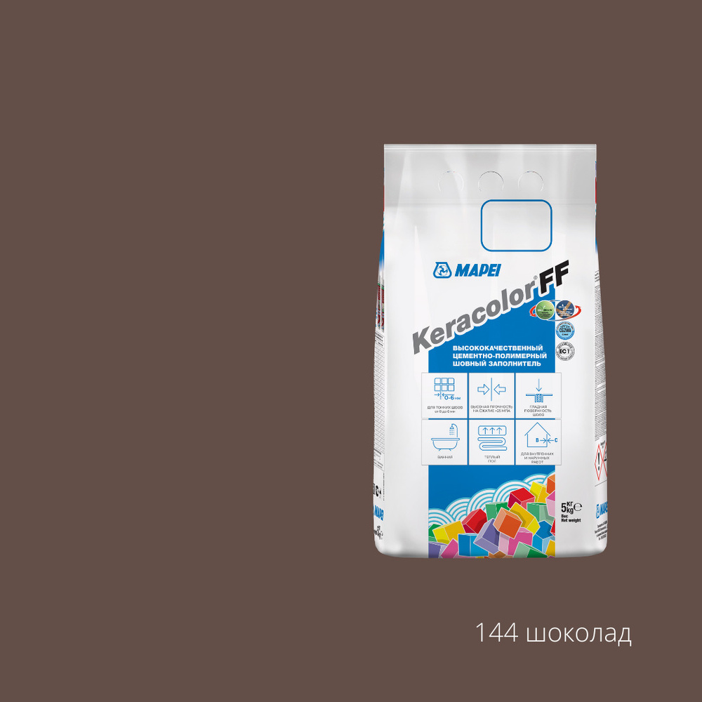 Цементно-полимерная затирка Mapei Keracolor FF 144 шоколад 2 кг #1