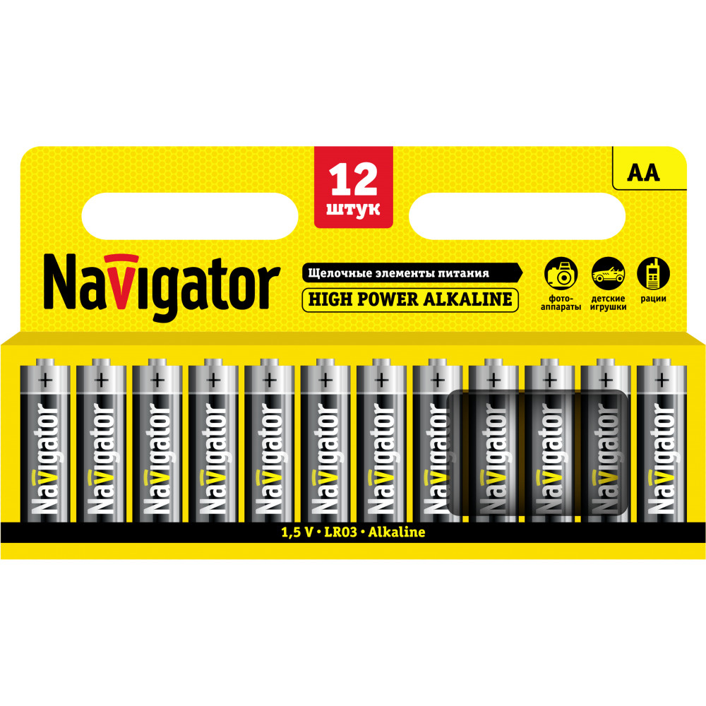 Navigator Батарейка AA, Щелочной тип, 1,5 В, 12 шт #1