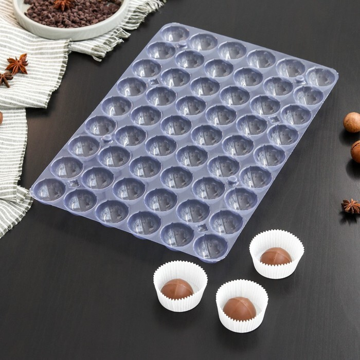Форма для шоколада и конфет из 2-х частей Конфеты , 31,5 21 см, 54 ячейки, 3 1,5 см  #1