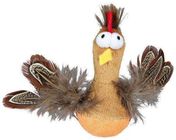 Trixie игрушка Курица с микрочипом и перьями, 10 см #1