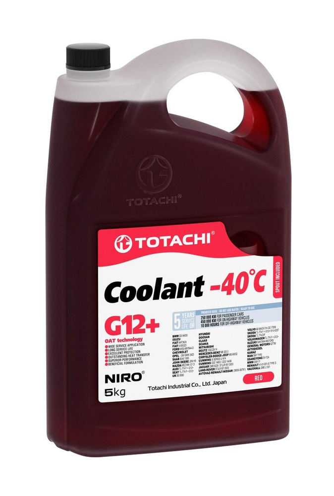 Жидкость охлаждающая низкозамерзающая TOTACHI NIRO COOLANT Red -40C G12+ 5кг  #1