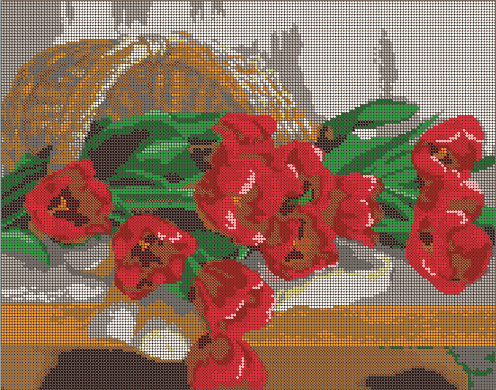 Набор для вышивания бисером (Тайвань) Вышивочка картина "Тюльпаны" 38*30см  #1