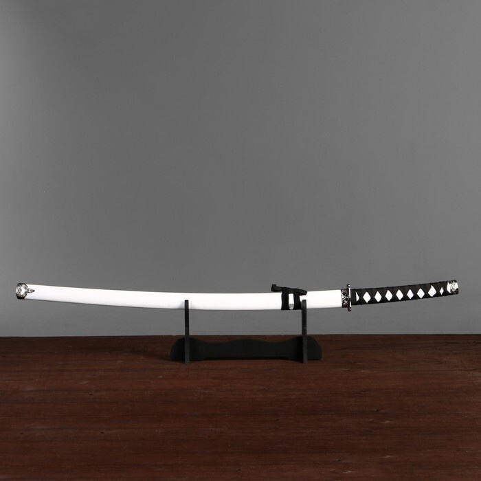 Сувенирное оружие "Катана на подставке", белые ножны, 100 см  #1