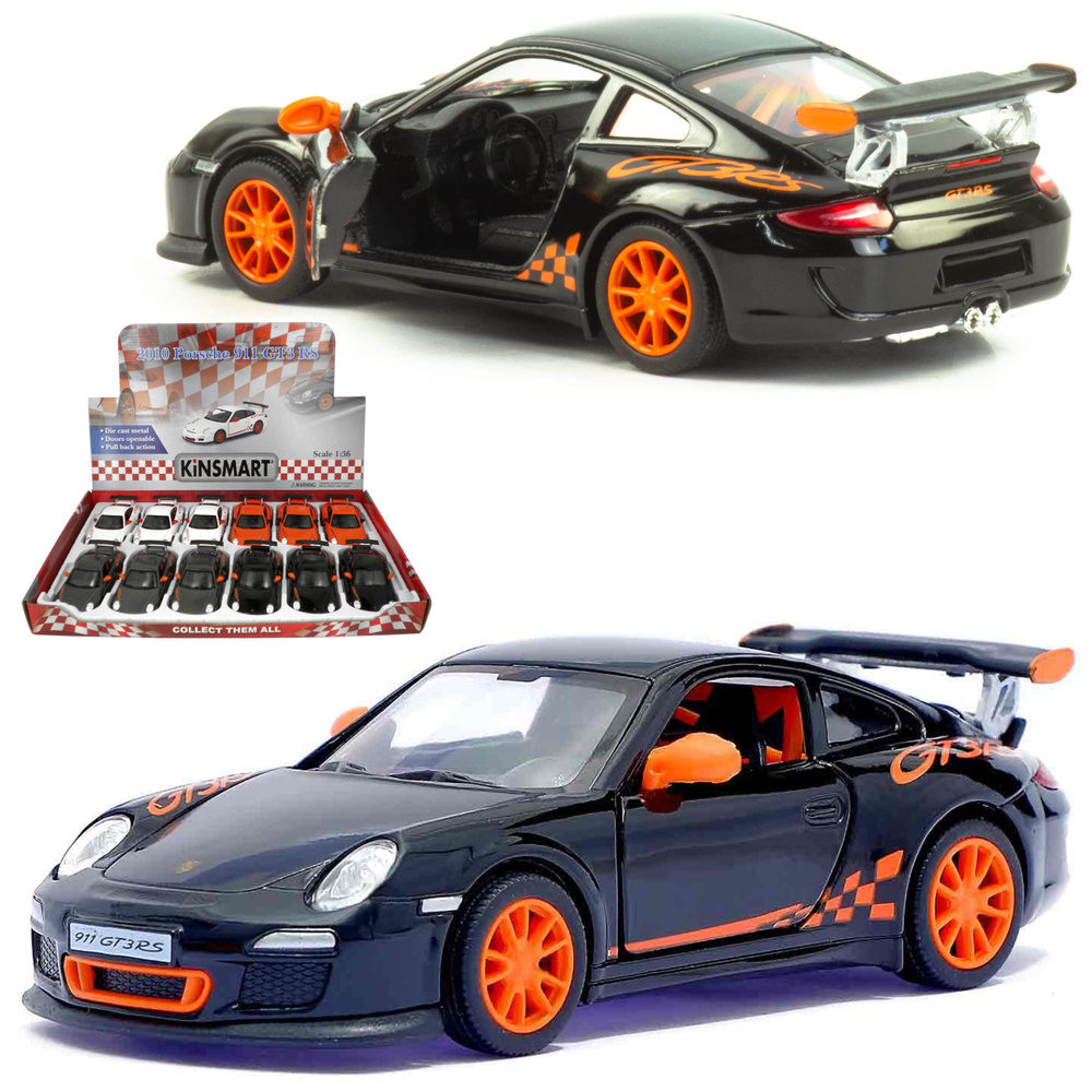 Металлическая машинка Kinsmart 1:36 2010 Porsche 911 GT3 RS KT5352D, инерционная / Черный  #1