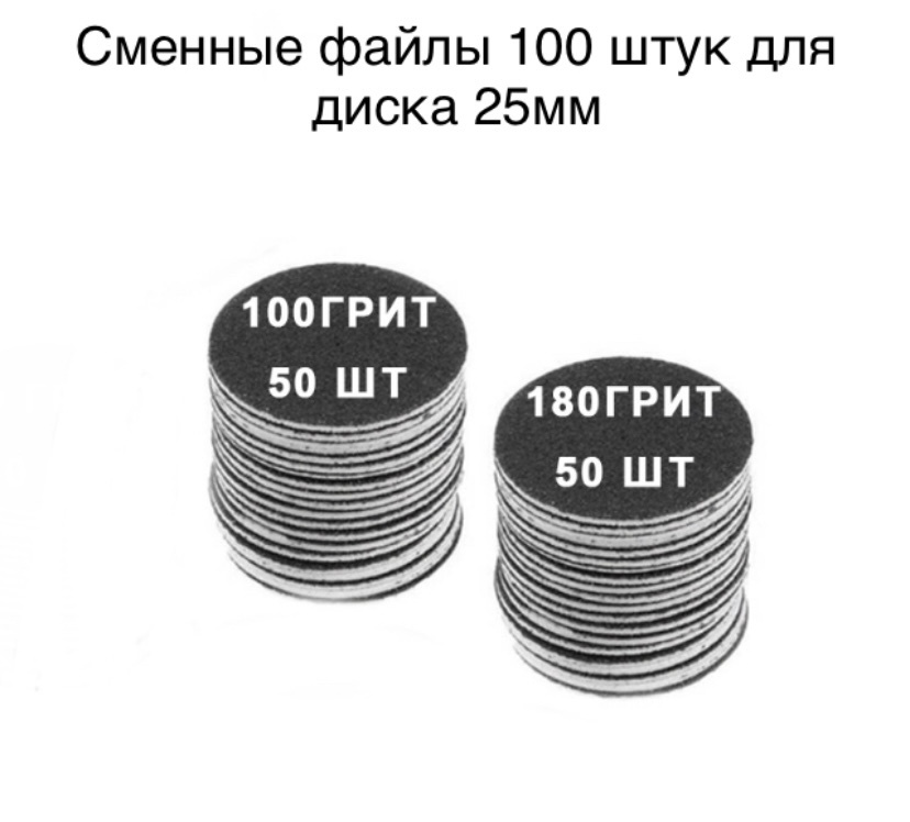 Сменные файлы 25 мм, 100 грит (50 шт), 180 грит (50 шт) #1