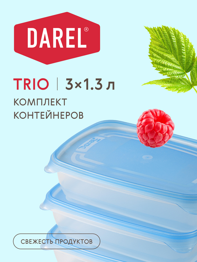 Darel Plastic Контейнер пищевой, 1,3 л, 3 шт #1