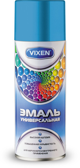 Аэрозольная краска VIXEN Эмаль универсальная быстросохнущая в баллончике алкидная глянцевая, голубой #1