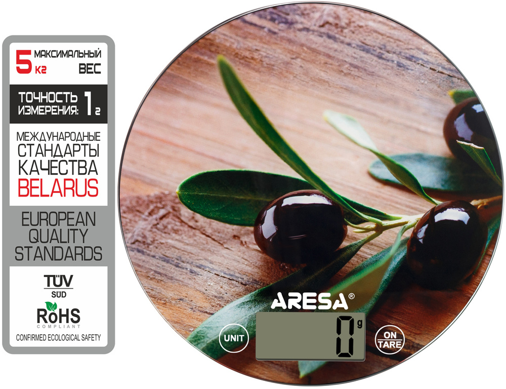 Кухонные весы ARESA AR-4305, max 5 кг, платформа из закаленного слекла, сенсорное управление, точность #1