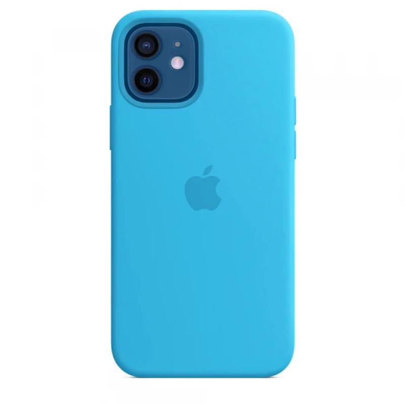 Силиконовый чехол для смартфона Silicone Case на iPhone 12 / Айфон 12 с логотипом, голубой  #1