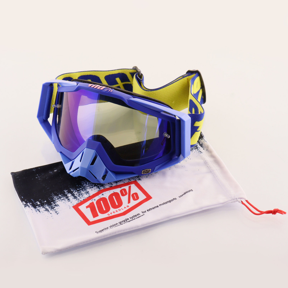 Очки защитные для мотоспорта, горнолыжного спорта, сноубординга, экстремального спорта 100% (синий, стекло #1