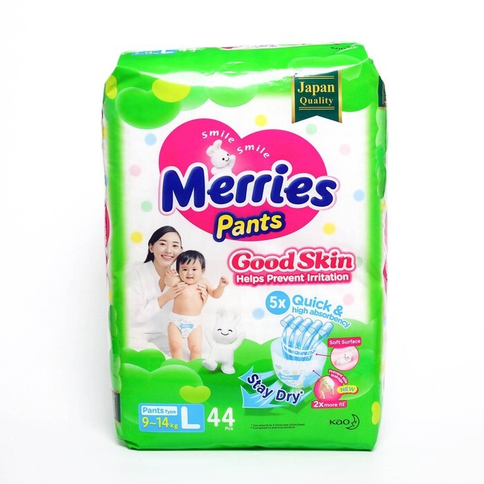 Подгузники-трусики Merries Good Skin, L 9-14 кг, 44 штуки #1