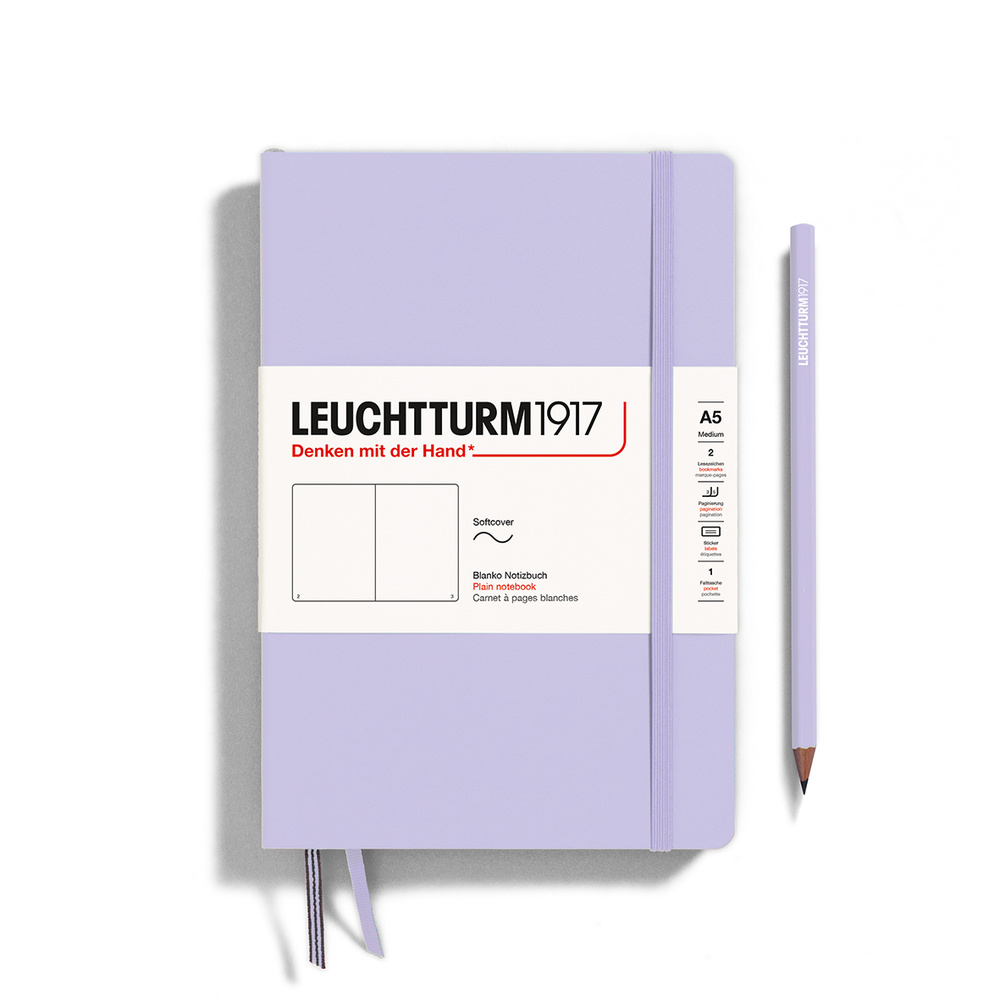 Блокнот Leuchtturm1917 A5, мягкая обложка, лиловый, нелинованный + + держатель для ручки Pen loop в подарок #1