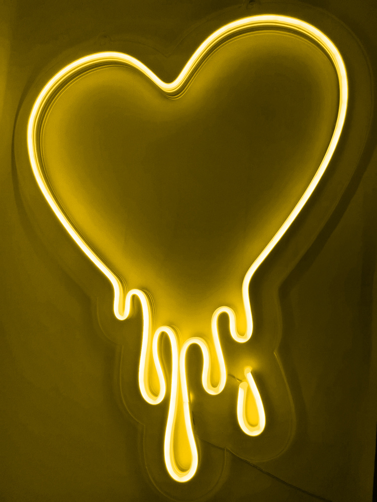 Светодиодный декоративный светильник PJ Neon "Сердце тающее" из гибкого неона, желтое  #1