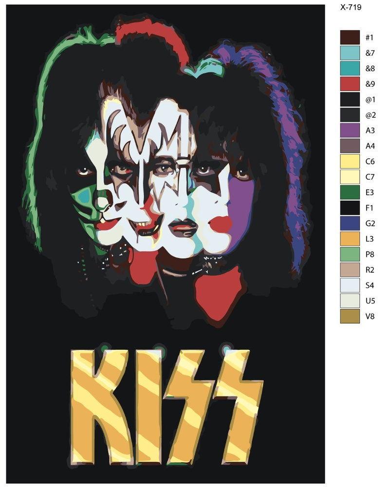 Картина по номерам X-719 "Рок-группа Kiss" 70x110 #1