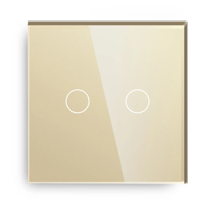 Умный сенсорный выключатель DiXiS Wi-Fi Touch Wall Light Switch (Zigbee) 2 Gang / 1 Way (86x86) Gold #1