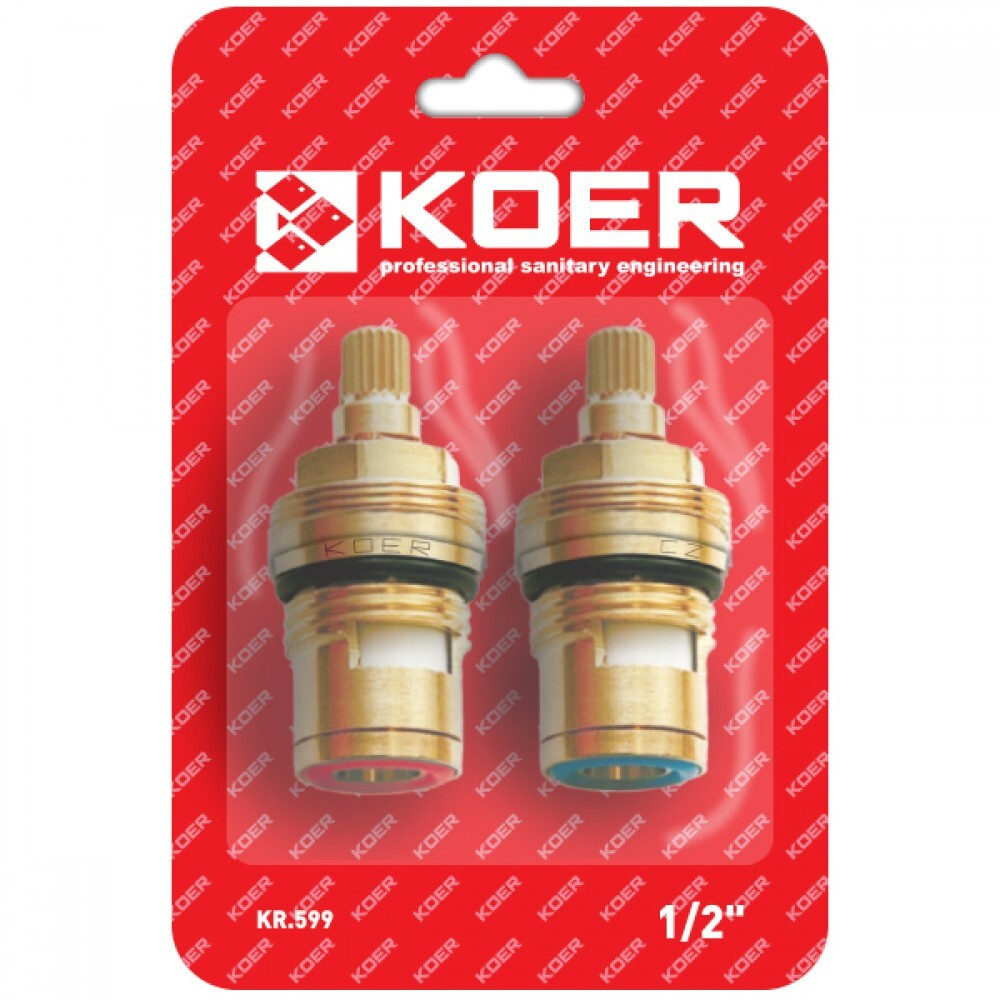 Кран-буксы для смесителя керамические 1/2" 20 шлицов 180 градусов KOER (2 шт.)  #1