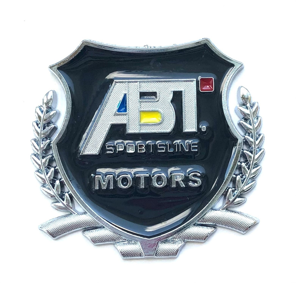 Элемент тюнинга, щит-тюнинг, надпись эмблема табличка наклейка "ABT SPOBTSLINE MOTORS" (металл, серебристый, #1