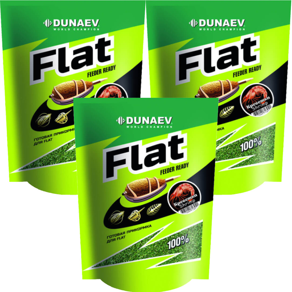 Прикормка Dunaev FLAT Feeder Ready Креветка (3 упаковки/ 3 кг) #1