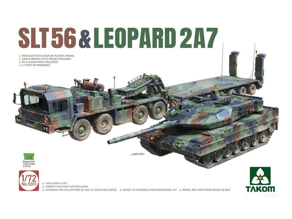 5011 Takom сборная модель Тягач SLT 56 и ОБТ Leopard 2A7 (1:72) #1