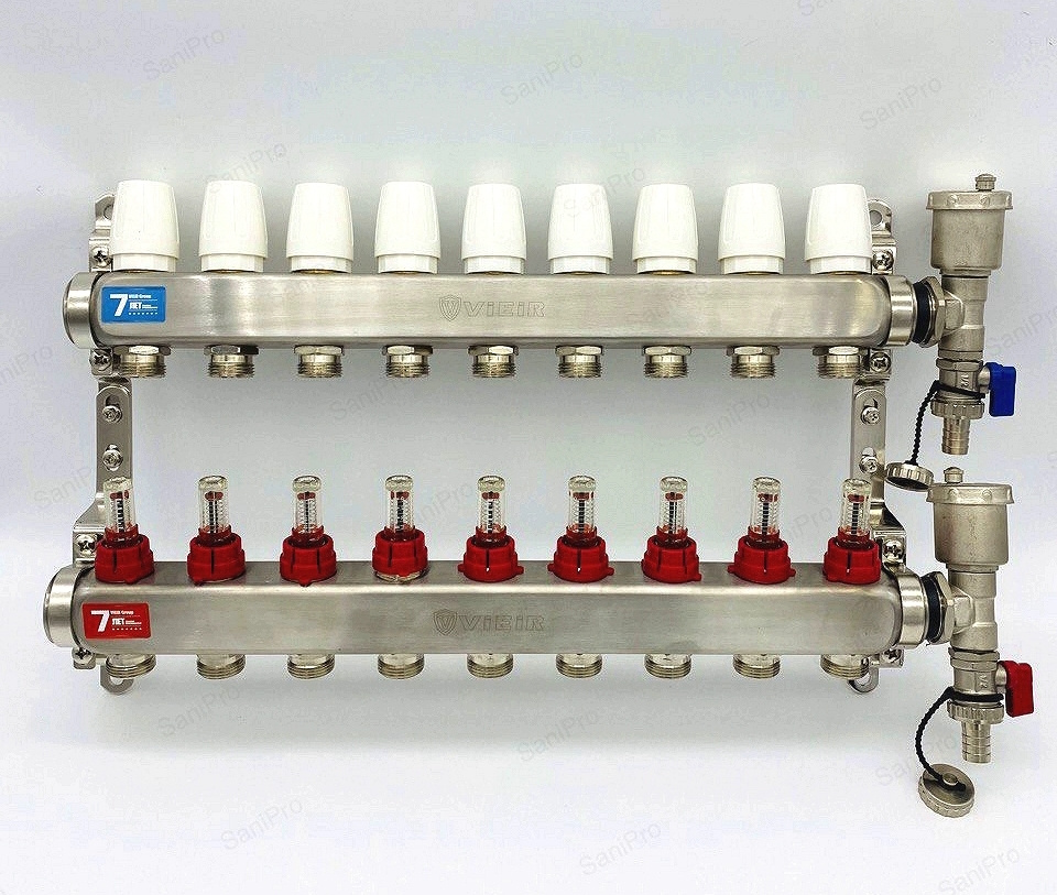 Коллекторная группа с расходомерами без кранов 1"x3/4" нерж. 9 выходов ViEiR арт. VR113-09A  #1