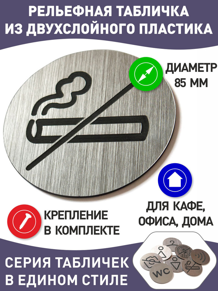 Табличка "Курить запрещено" с лазерной гравировкой изображения  #1