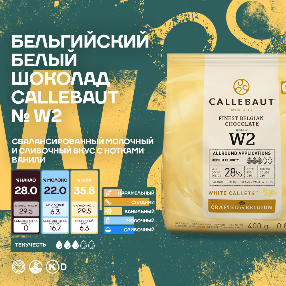 Бельгийский белый шоколад W2 Callebaut (7*0,4 кг) ЗАВОДСКАЯ КОРОБКА  #1