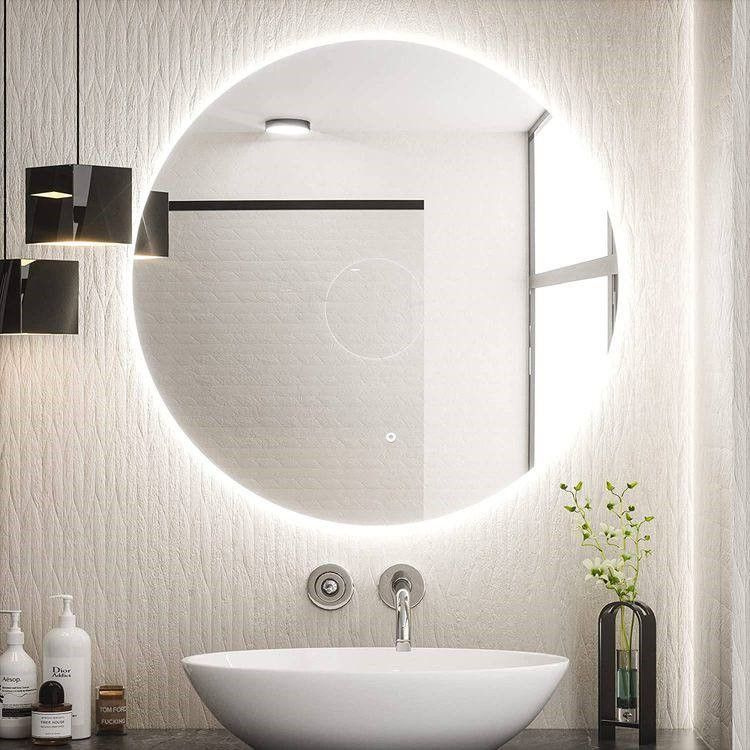 Зеркало круглое D70 для ванной с тёплой LED-подсветкой и взмахом руки  #1
