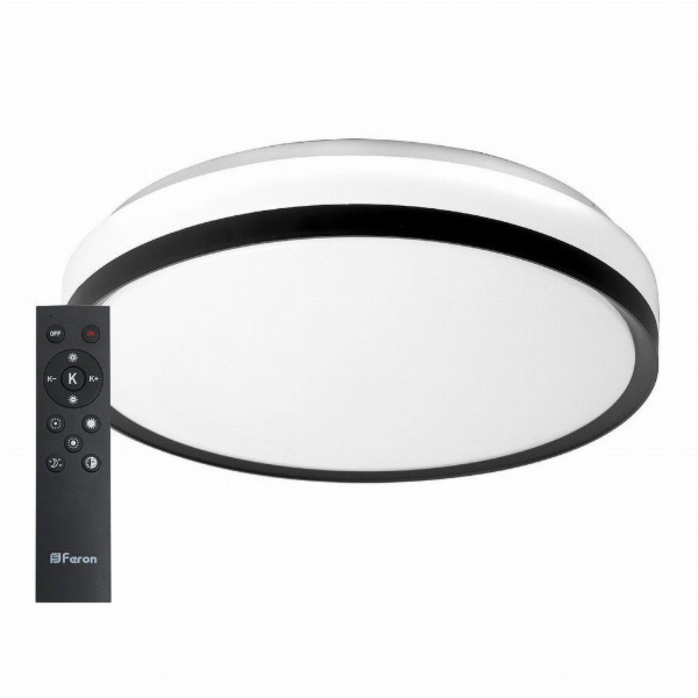 Светодиодный led управляемый светильник Feron AL6240 Simple matte тарелка 80Вт 3000К-6500K черный 500*500*85 #1