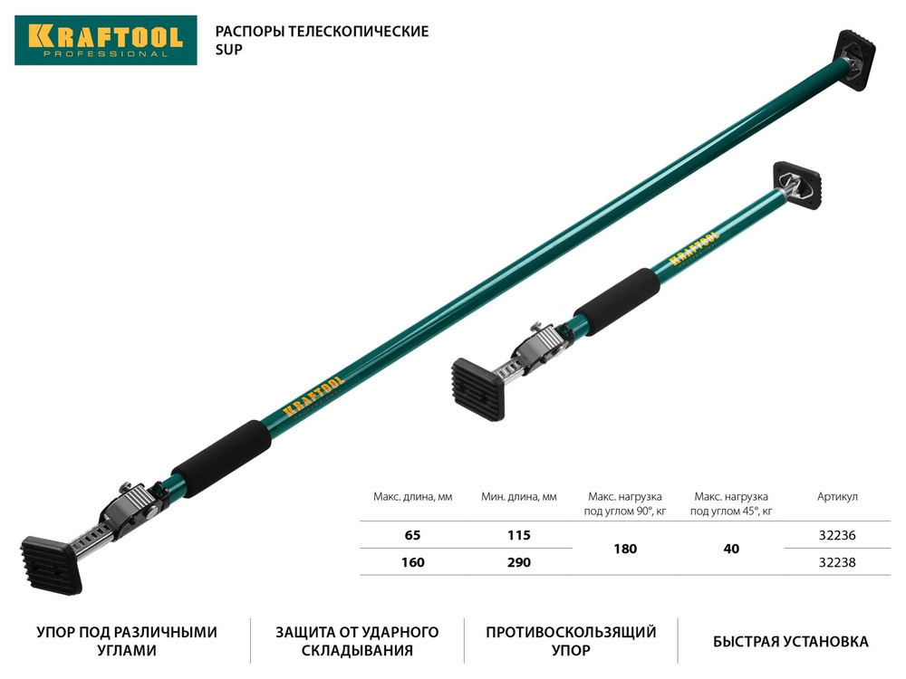 Телескопический распор KRAFTOOL SUP-1 65-115 см 32236 #1