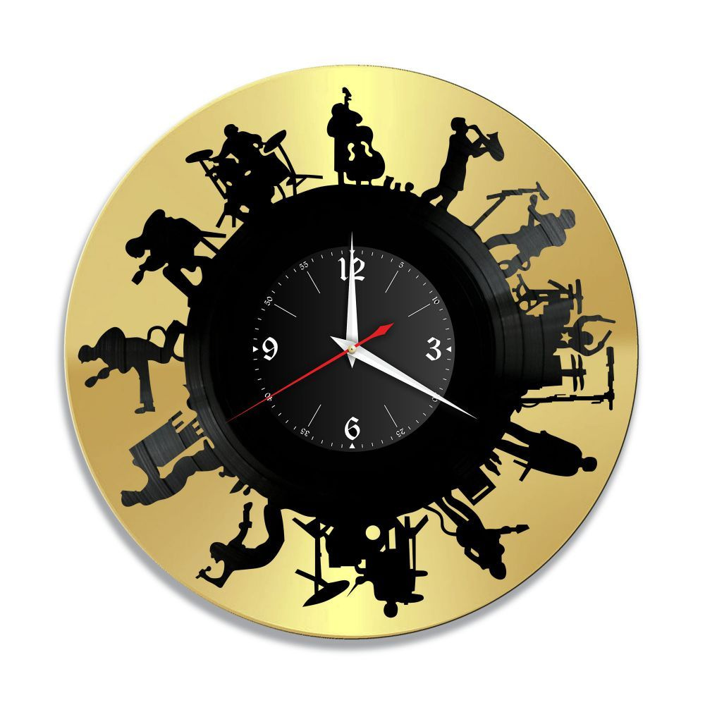 RedLaser Настенные часы "Музыка золото, из винила, №27", 30 см #1